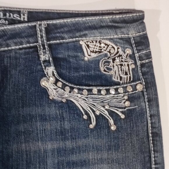 Platinum Plush jeans low rise straight leg darker blue women's size 21 - Picture 8 of 14